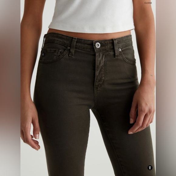 Adriano Goldschmidt Jeans, The Prima, Mid-rise Cigarette Leg, Army Green, Sz 24R - Picture 3 of 16